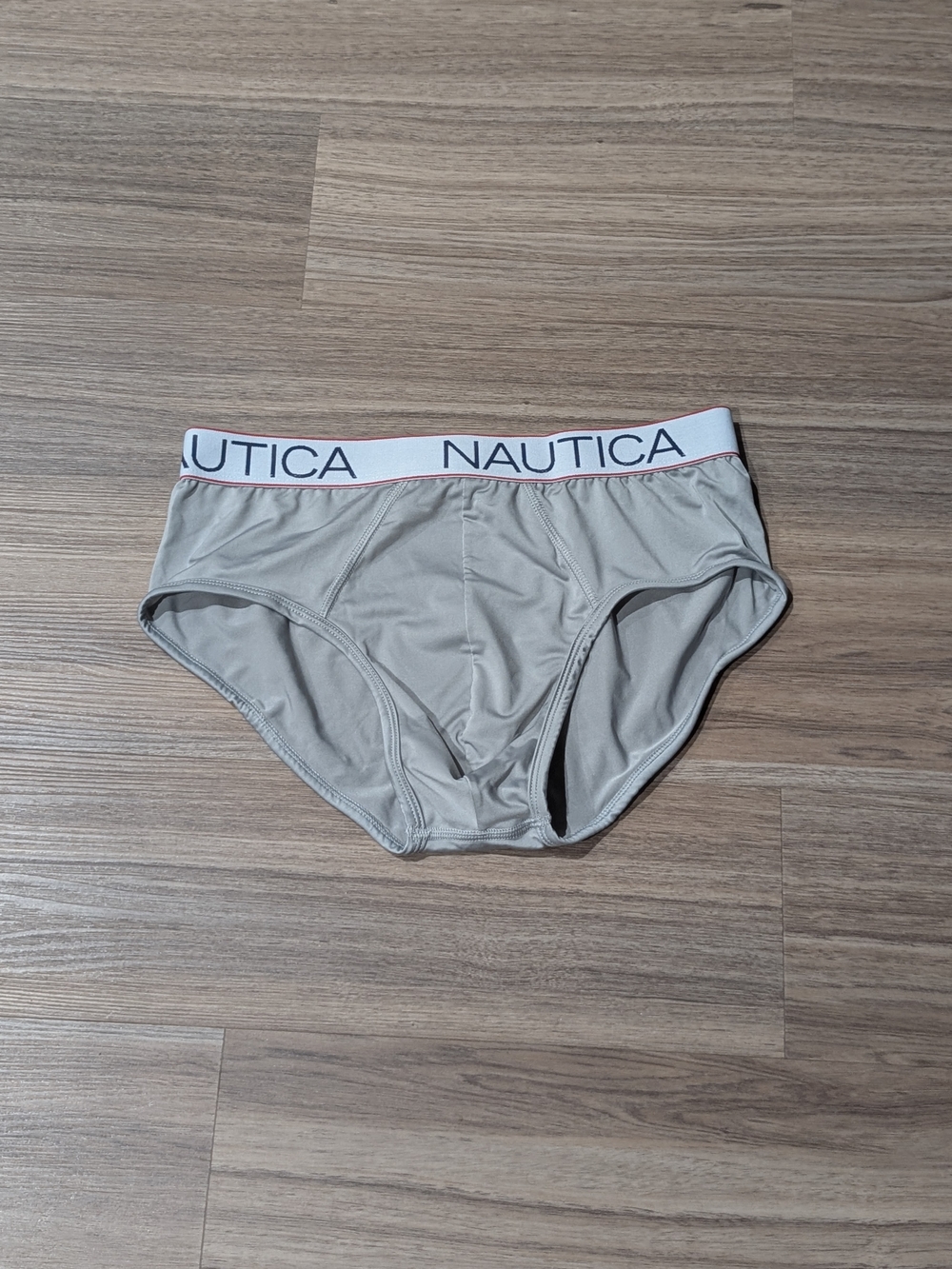 Nautica Men's Gray Briefs with White Logo Waistband